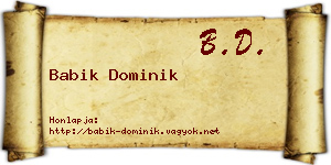 Babik Dominik névjegykártya